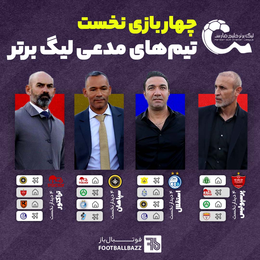 چهار بازی نخست تیم‌های مدعی لیگ برتر