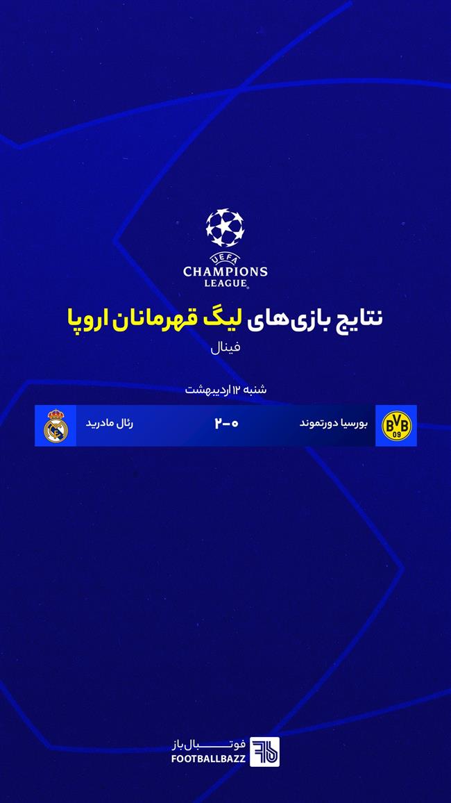 نتایج بازی های لیگ قهرمانان اروپا _ شنبه 12 خرداد