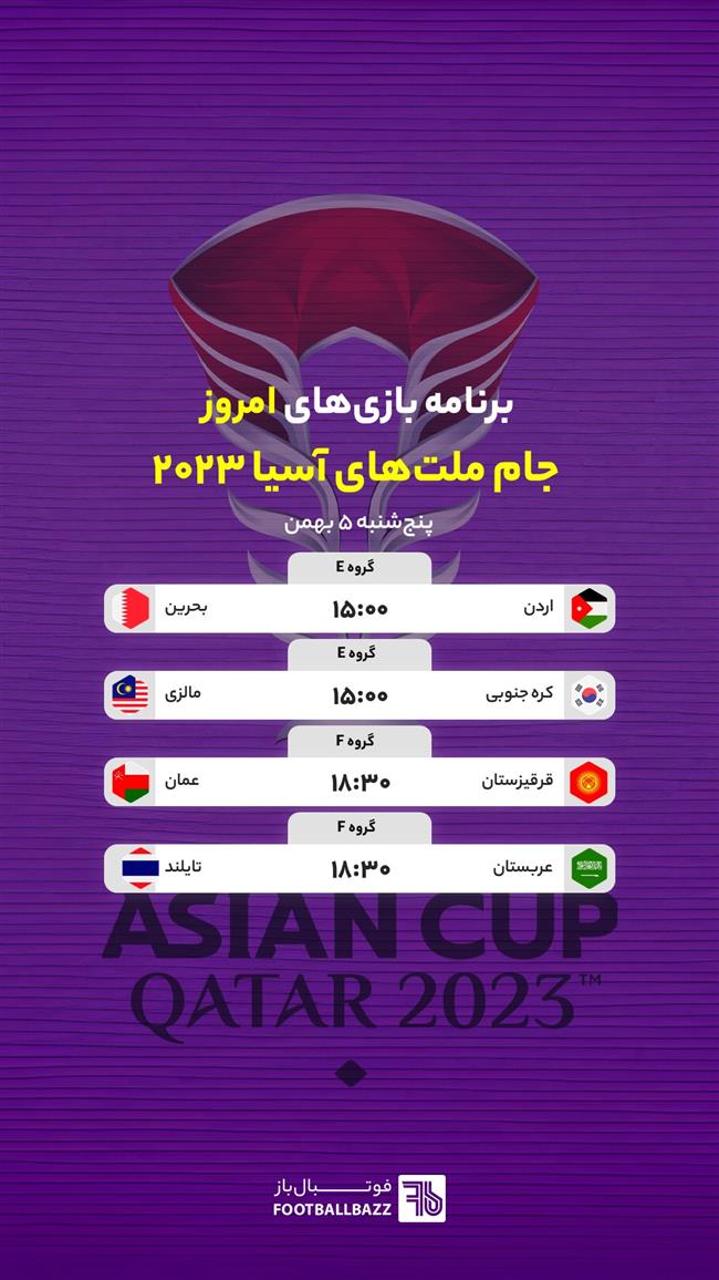 برنامه بازی های جام ملت های آسیا