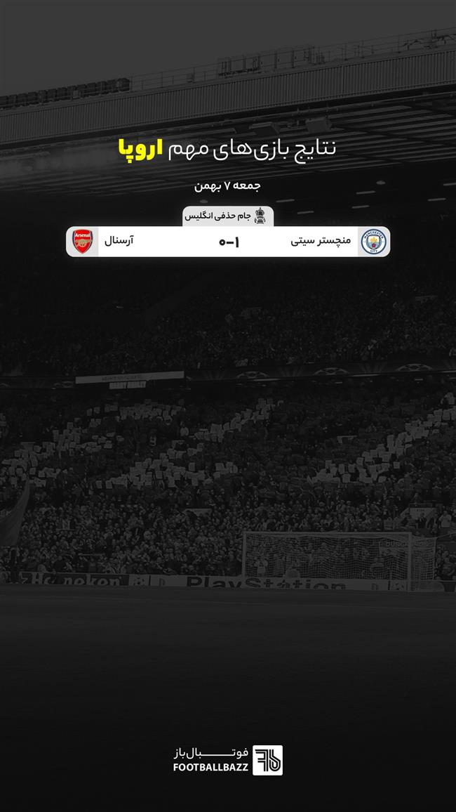 نتایج بازی های مهم اروپا، جمعه 7 بهمن