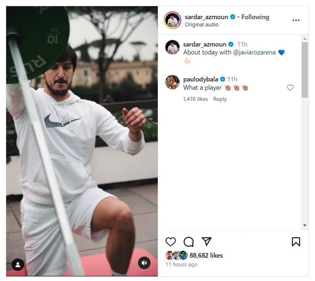 پست اینستاگرام سردار آزمون