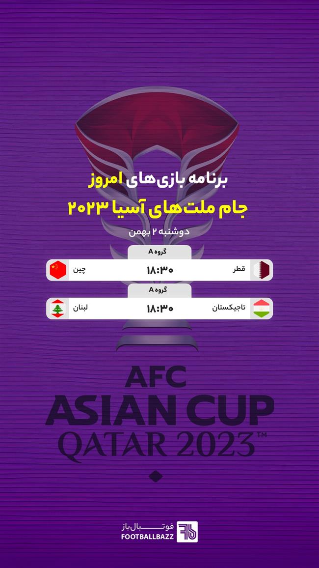 برنامه بازی های جام ملت های آسیا 2023