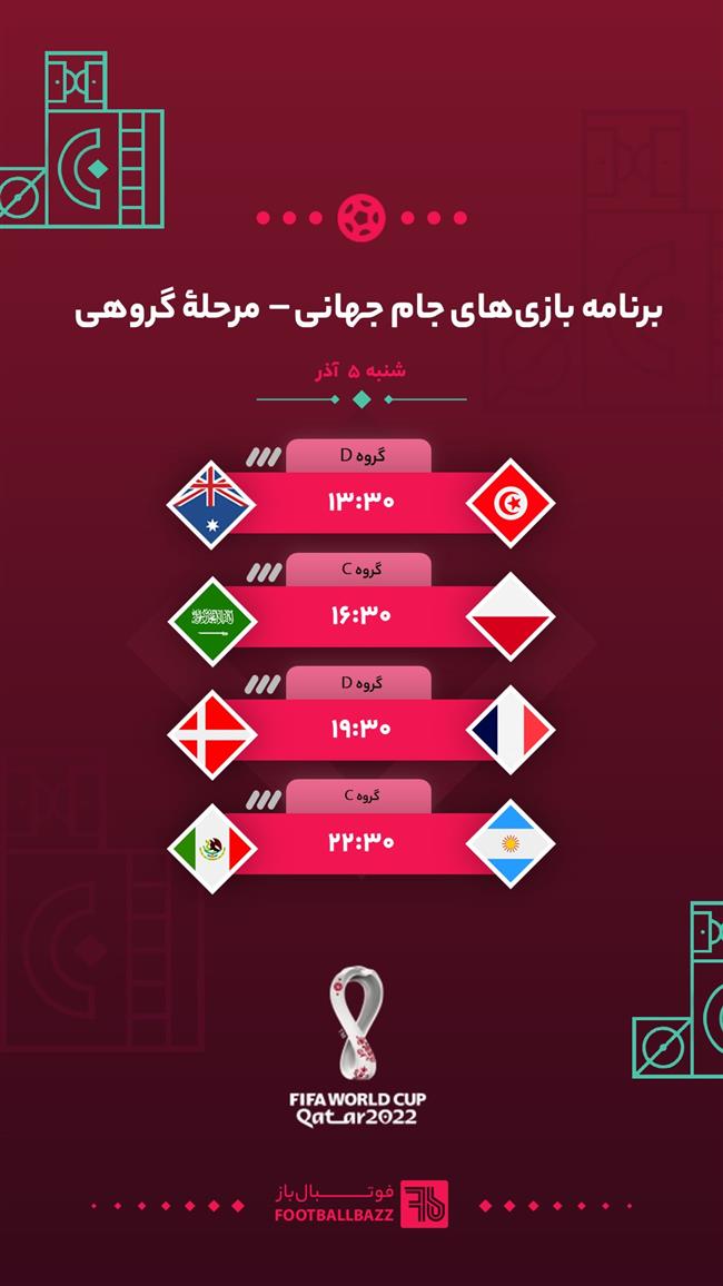 برنامه بازی‌ های جام جهانی 2022، شنبه 5 آذر