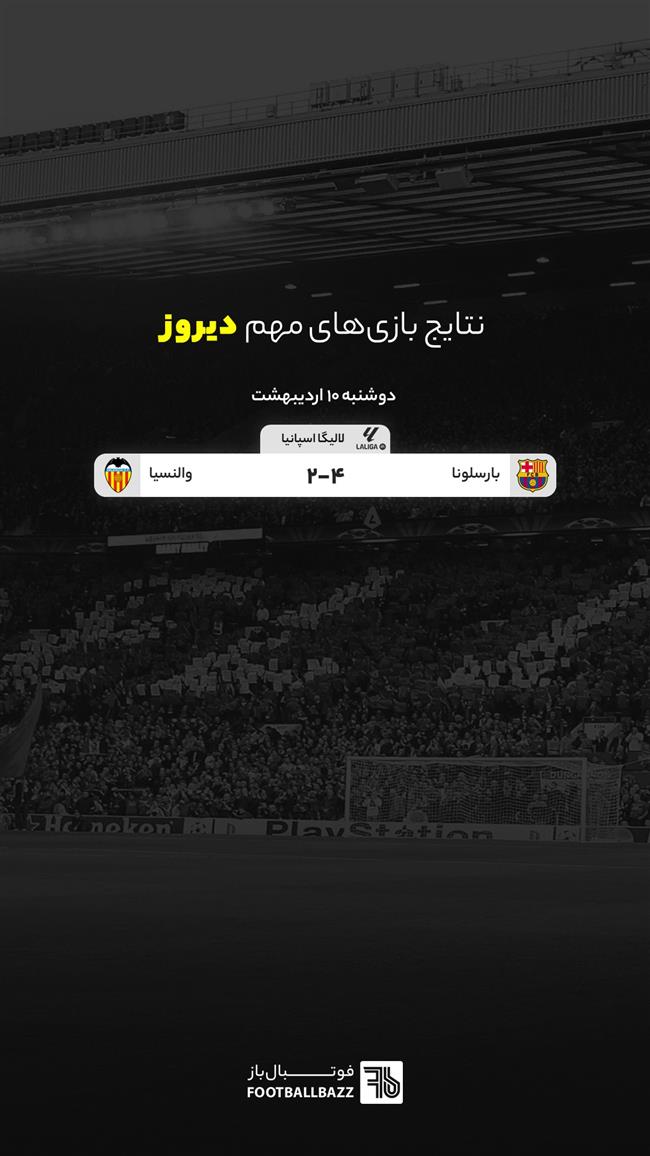 نتایج بازی های مهم دیروز اروپا - دوشنبه 10 اردیبهشت