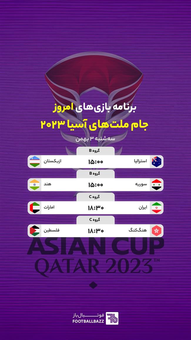 برنامه بازی های جام ملت های آسیا