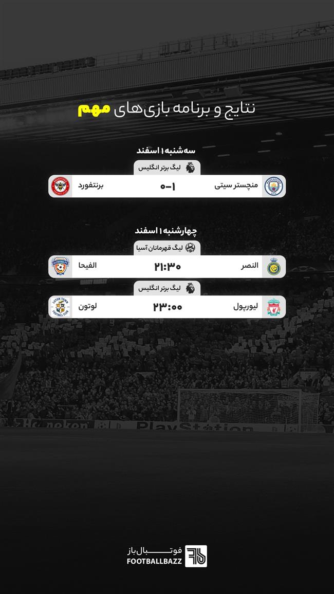 برنامه بازی‌ های مهم امروز -  چهارشنبه 1 اسفند