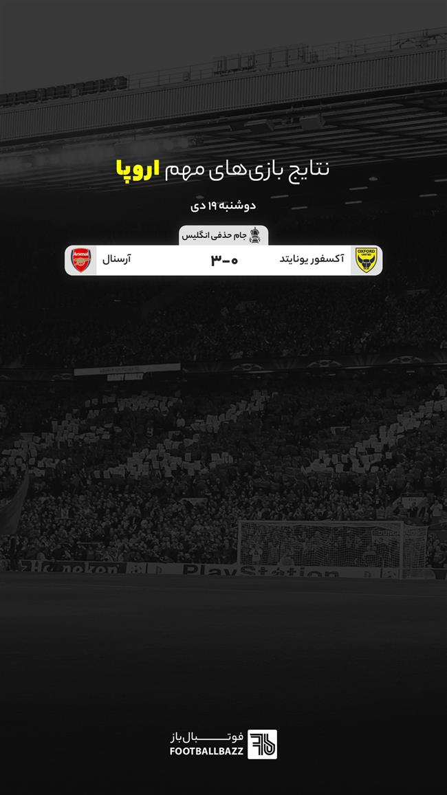 نتایج بازی های مهم اروپا، دوشنبه 19 دی