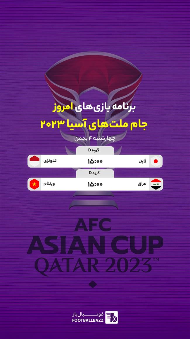 برنامه بازی های جام ملت های آسیا 2023
