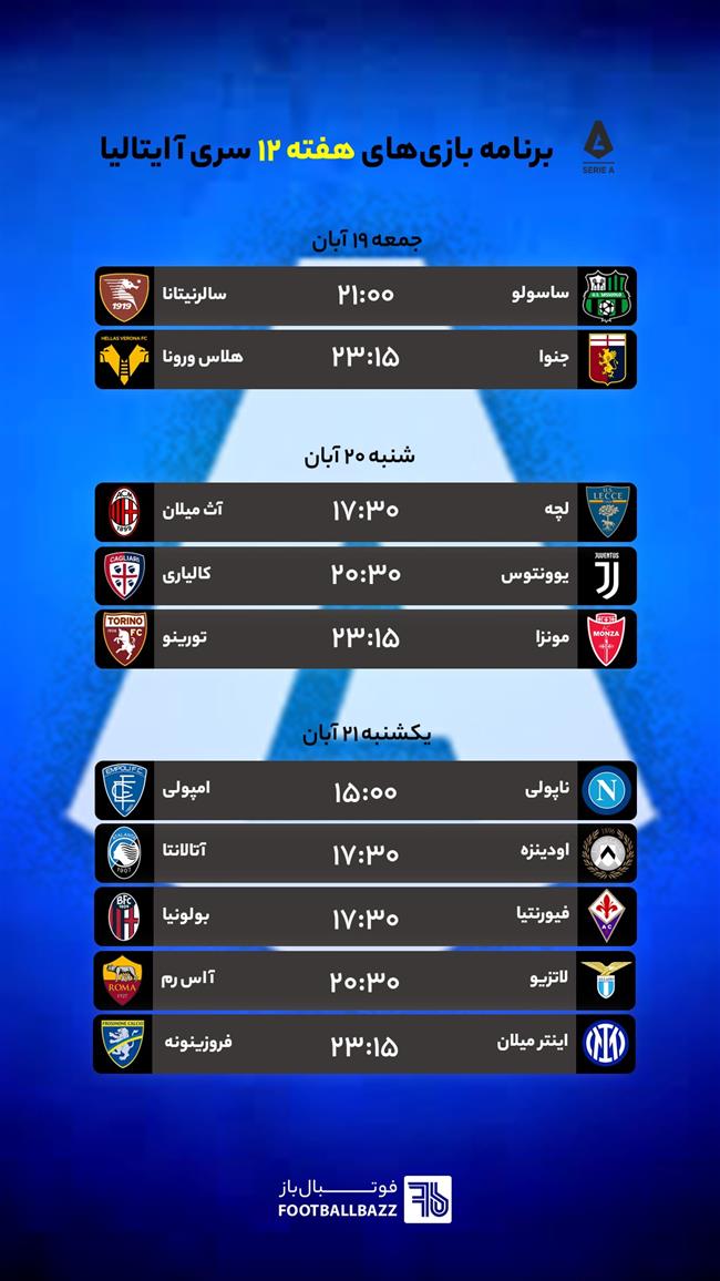 برنامه بازی های سری آ ایتالیا