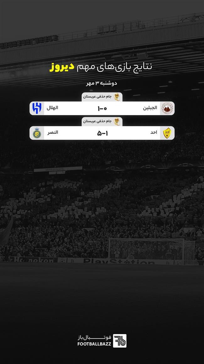 نتایج بازی های مهم دیروز