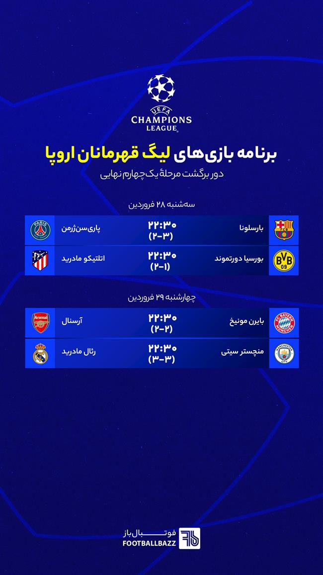 برنامه بازی های لیگ قهرمانان اروپا